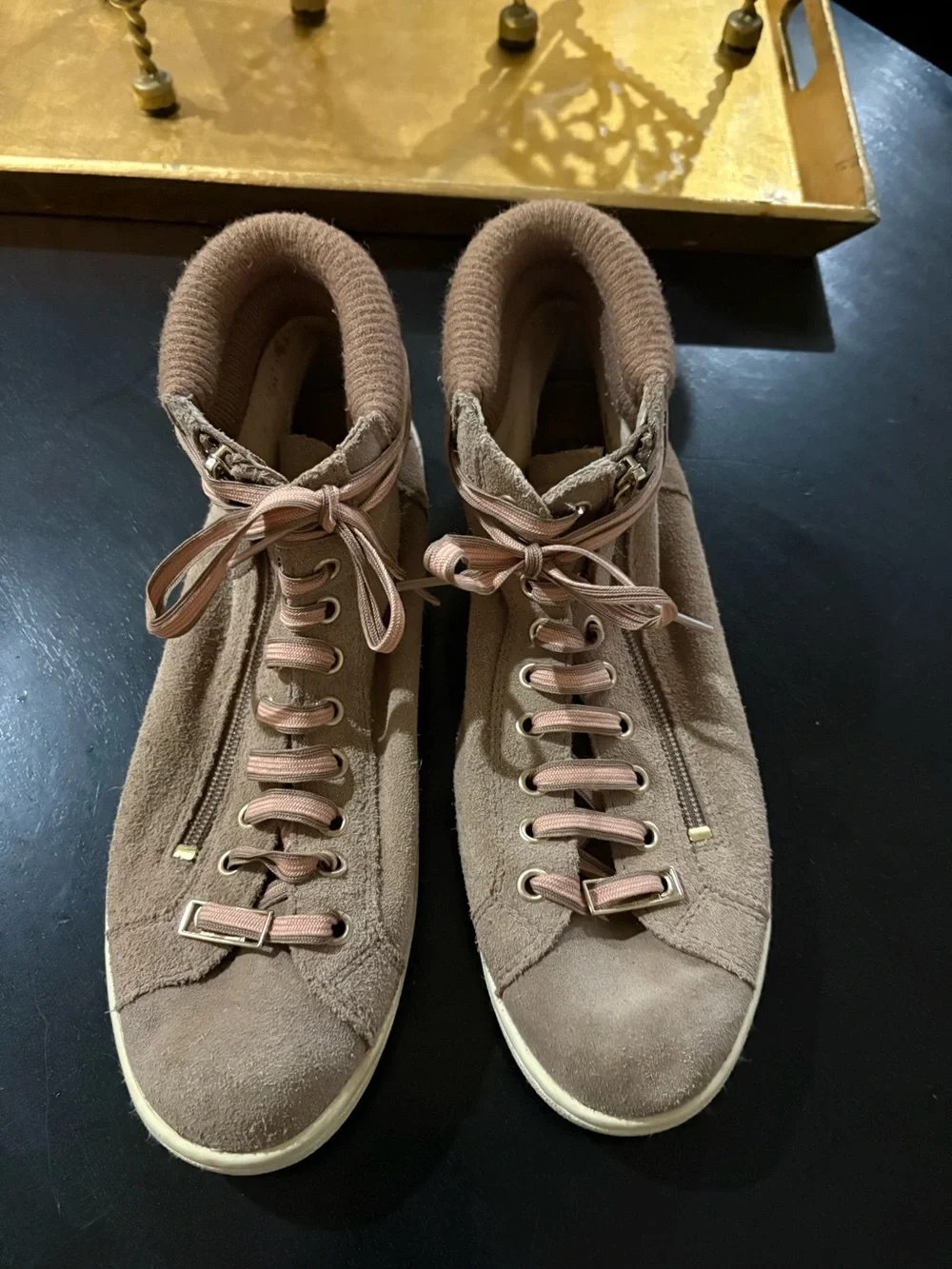 UGG Ladies Taupe Suede Mid-Top Sneakers